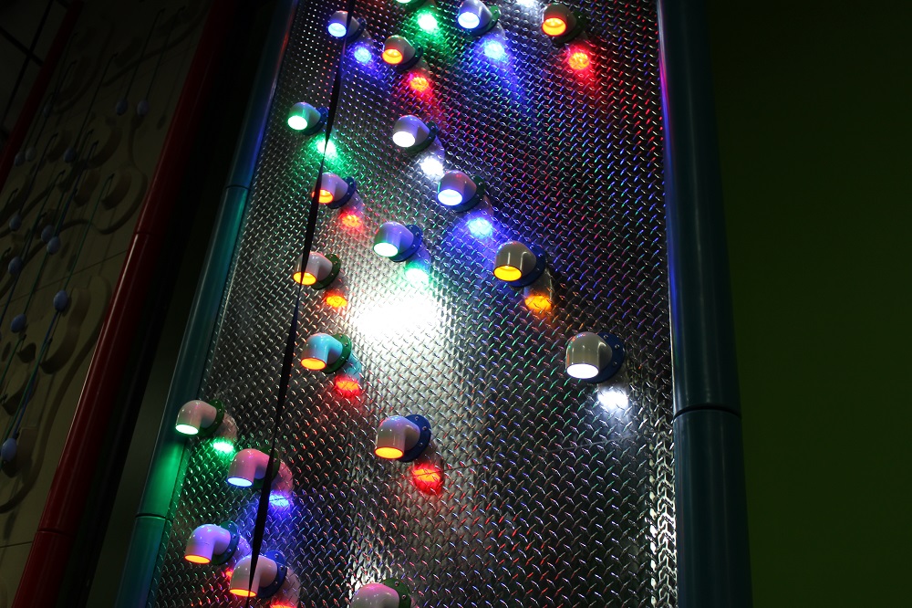 lit up climbing wall